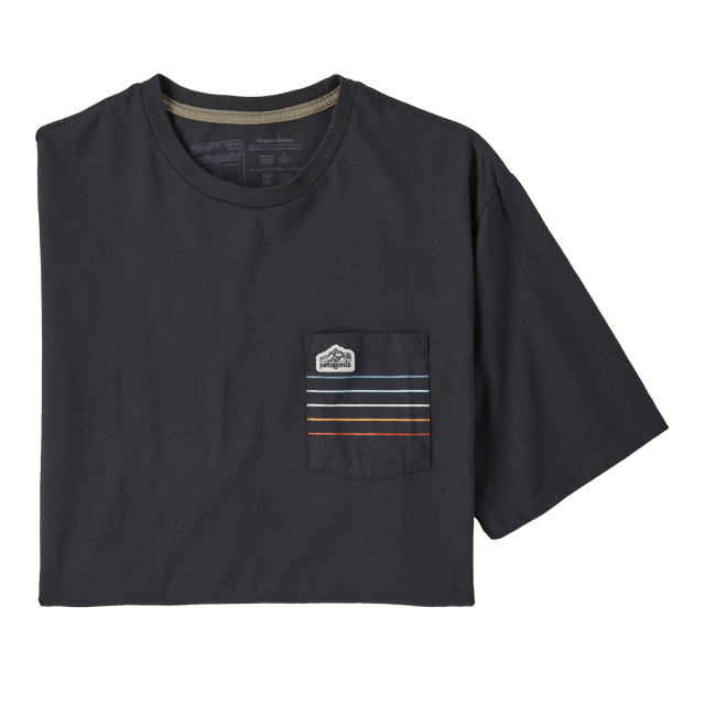 Patagonia Line Logo Ridge Stripe Organic Pocket T-shirt Ink Black