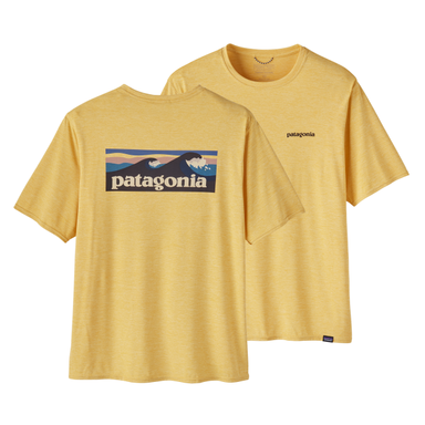 Patagonia Cap Cool Daily Graphic Shirt - Waters Boardshort Logo: Surfboard Yellow X-Dye