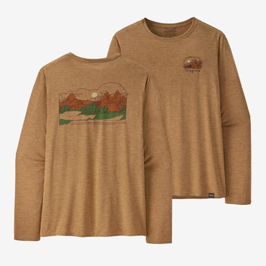 Patagonia L/s Cap Cool Daily Graphic Shirt - Lands Lost And Found: Tinamou Tan X-Dye