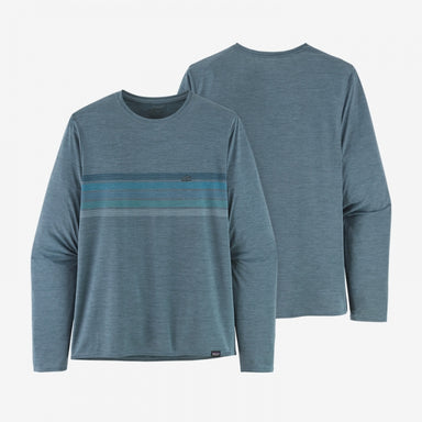 Patagonia L/s Cap Cool Daily Graphic Shirt Line Logo Ridge Stripe: Light Plume Grey X-Dye