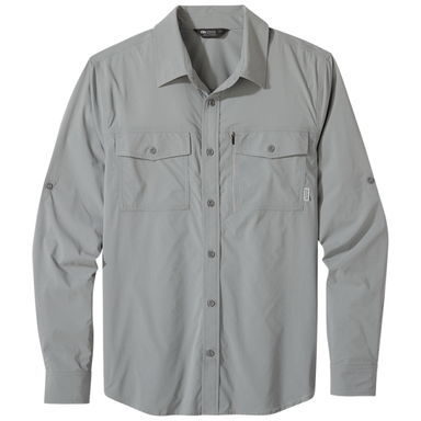 Outdoor Research Men's Way Station Long Sleeve Shirt Light Pewter Heather