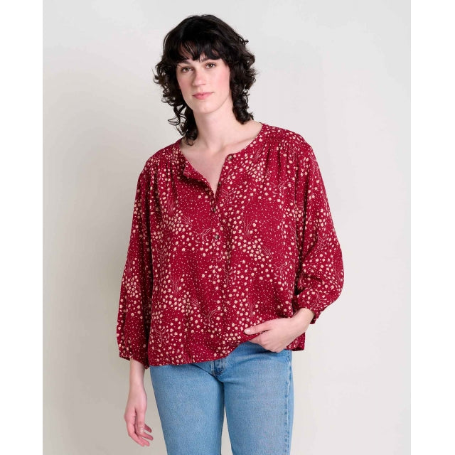 Toad&co Manzana Ls Peasant Top Berry Floral Print