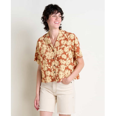 Toad&Co Women's Fletcher SS Shirt Umber arge Floral Print / L