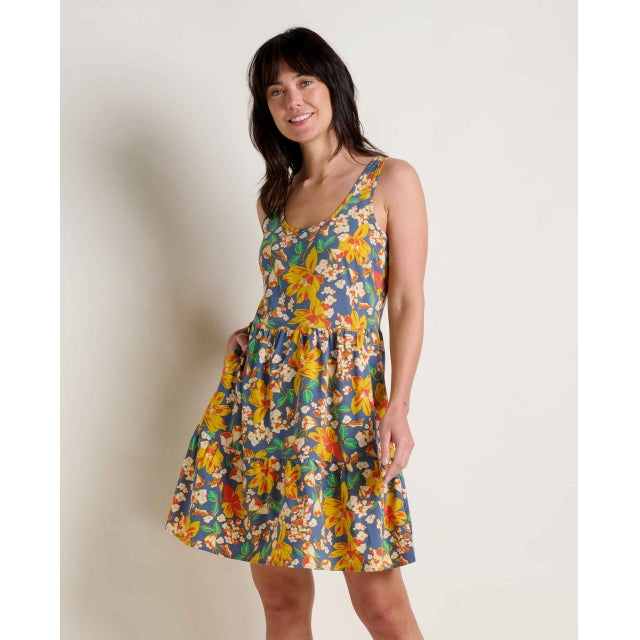 Toad&co Womens Sunkissed Sunsana Sl Dress Pacific Blue Tulip Print