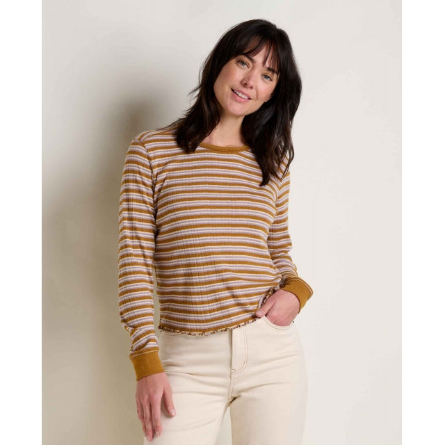 Toad&co Womens Foothill Pointelle Ls Crew Ii kelp stripe
