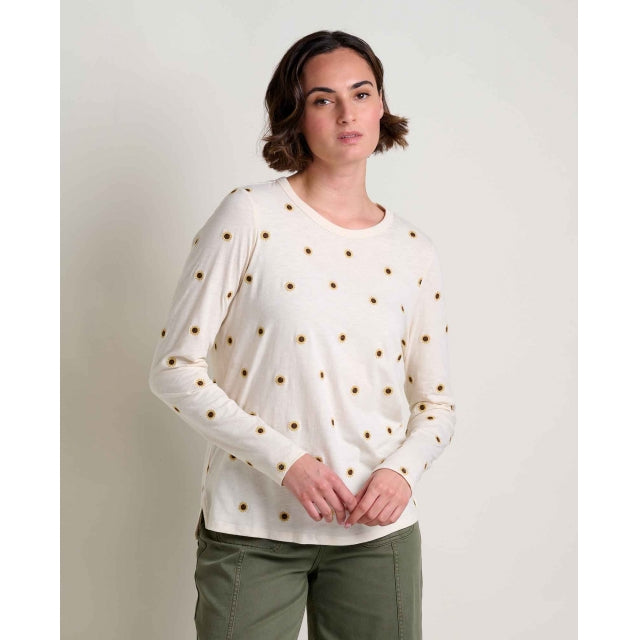 Toad&co Womens Primo Ls Crew Embroidered Salt Sunflower Embroidery