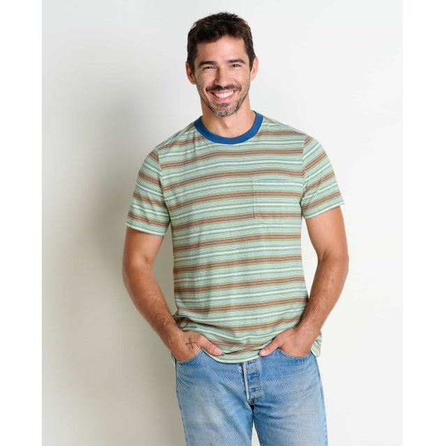 Toad&Co Men's Grom Hemp SS Crew Mineral Multi Stripe