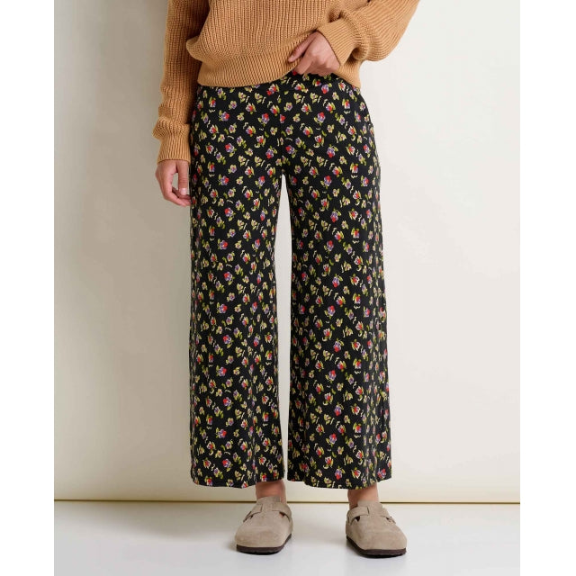 Toad&co Chaka Wide Leg Crop Pant Black Pansy Print