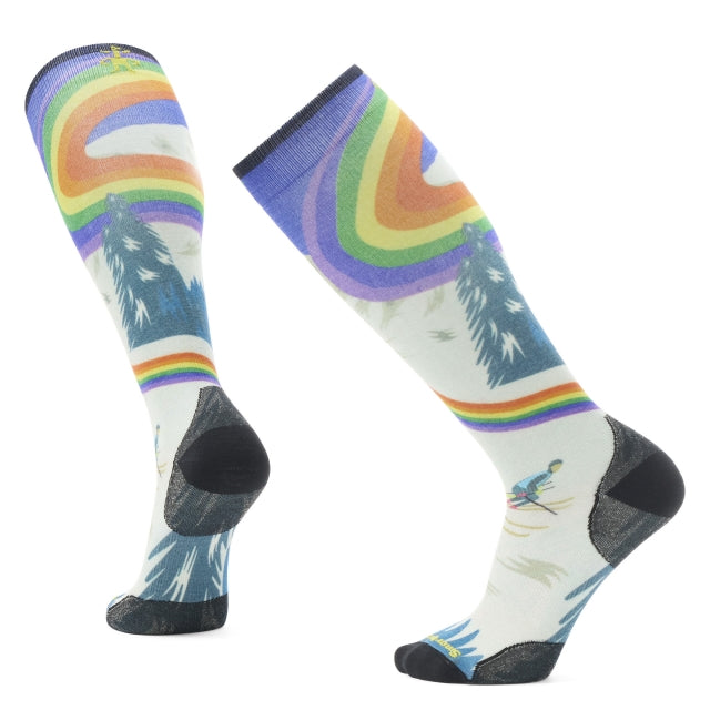 Smartwool Ski Rainbow Trails Print Over The Calf Socks Laguna Blue