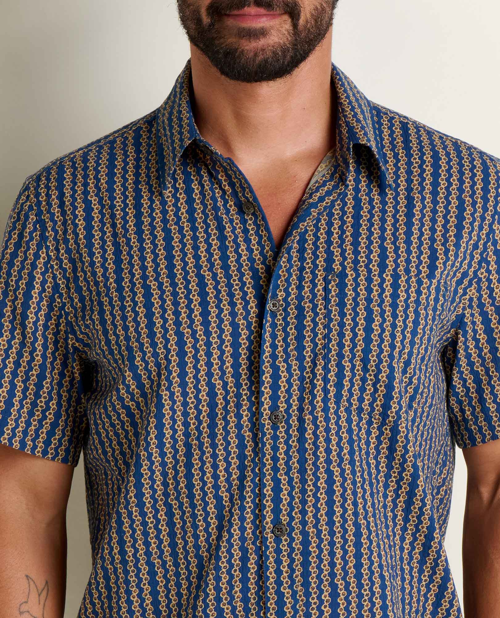 Toad&co Mens Fletcher Ss Shirt midnight vertical print
