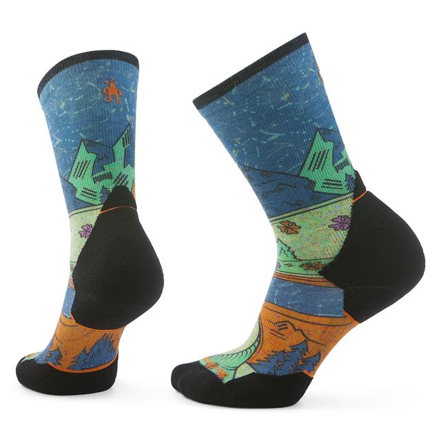 Smartwool Trail Run Mountain Print Crew Socks Twilight Blue Twilight Blue