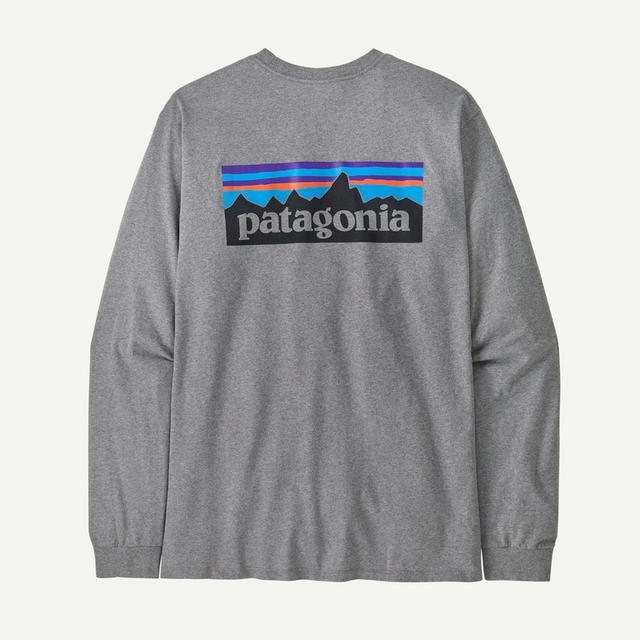 Patagonia Long Sleeved P 6 Logo Responsibili Tee Gravel Heather