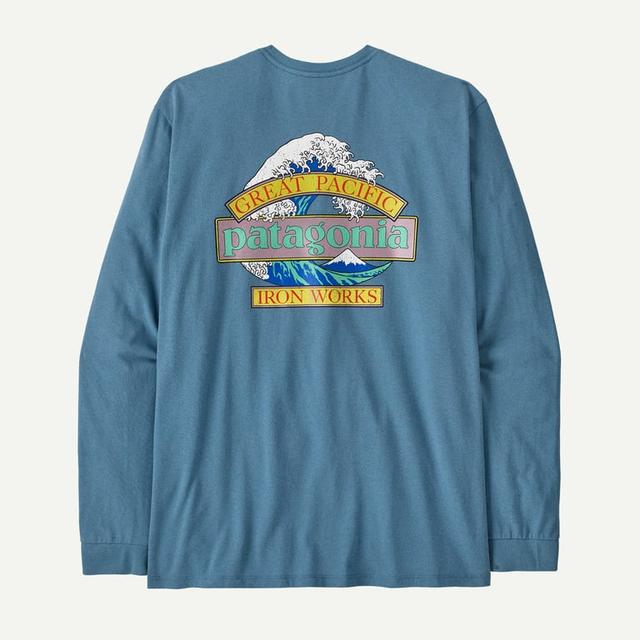 Patagonia Mens Long Sleeved Great Waves Responsibili Tee Shore Blue