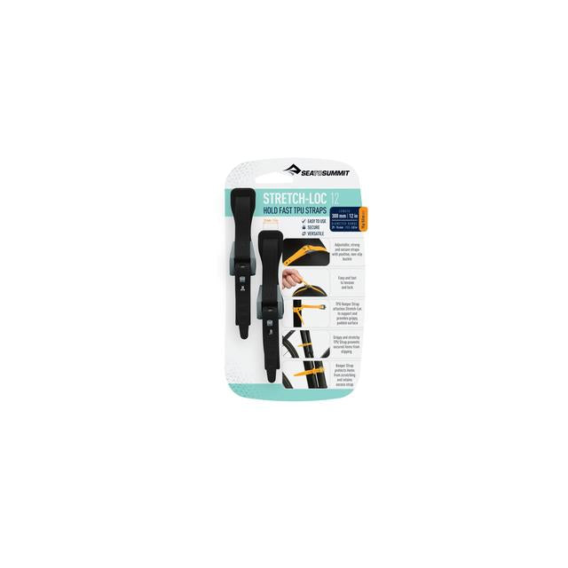 Sea To Summit Stretch-loc Tpu Straps 12: 300 Mm (12") X 12 Mm (1/2") - 2 Pack Black