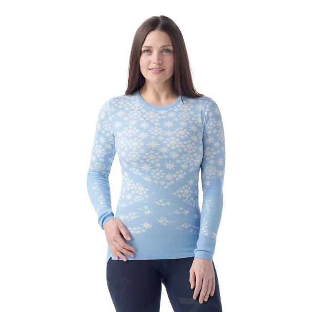 Smartwool Intraknit Thermal Merino Base Layer Pattern Crew Serene Blue/White