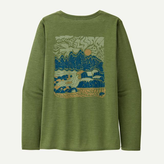 Patagonia Womens L/s Cap Cool Daily Graphic Shirt - Waters terrain green
