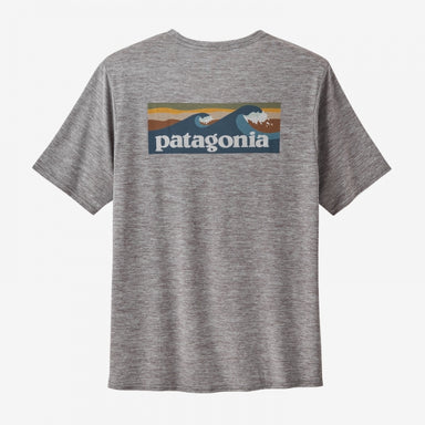 Patagonia Men's Cap Cool Daily Graphic Shirt - Waters Boardshort Logo Abalone Blue: Feather Grey