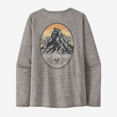 Patagonia Women's L/S Cap Cool Daily Graphic Shirt - Lands Chouinard Crest: Feather Grey