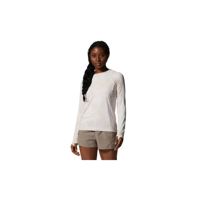 Mountain Hardwear Women's Crater Lake Long Sleeve White Sprite Scattered Dye Print
