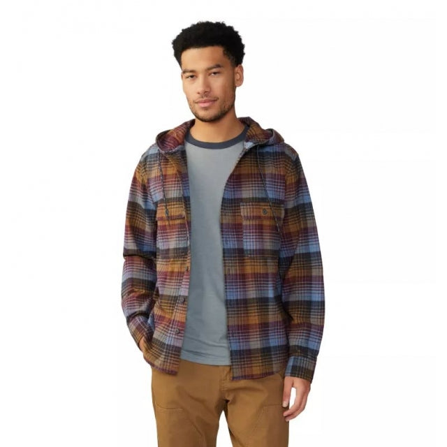 Mountain Hardwear Men's Dusk Creek Long Sleeve Hooded Shirt Washed Raisin Glass House Plaid
