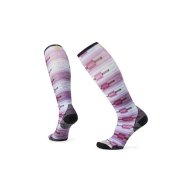 Smartwool Women's Ski Zero Cushion Flirt with Me Print Over The Calf Socks Purple Iris